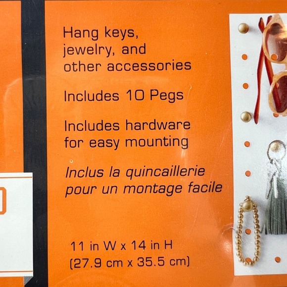 11" x 14" Equip Your Space White Pegboard With 10 Removable Gold Pegs Organize - Picture 9 of 16